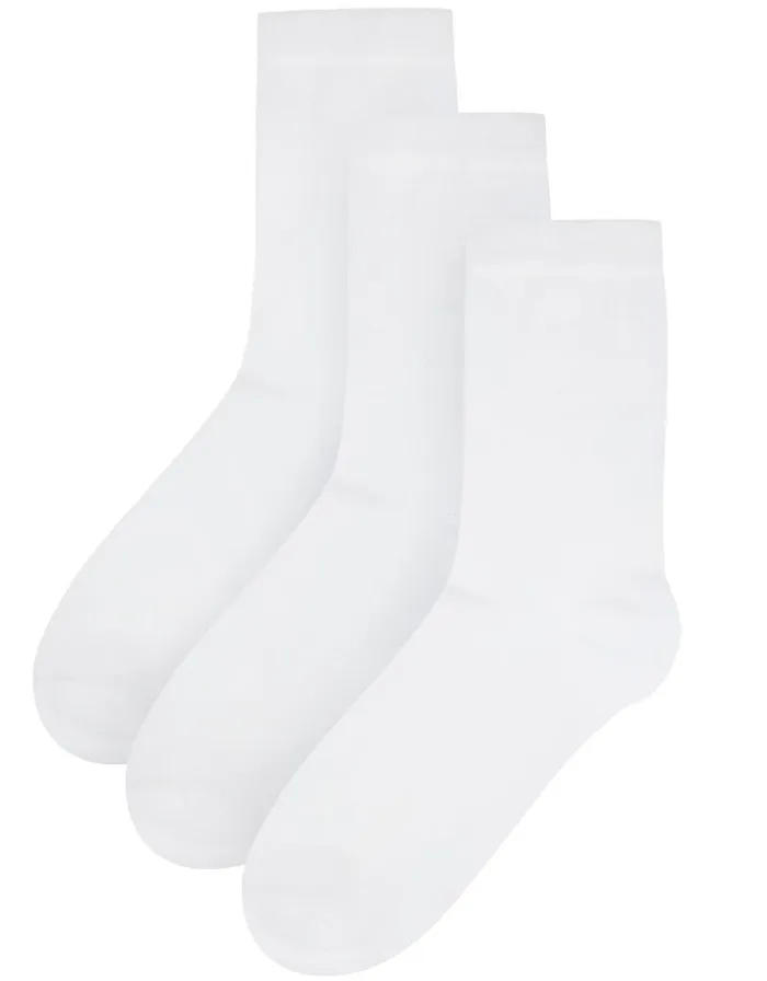 Accessorize 3pk Basic Bamboo Ankle Socks White Women Socks and Tights
