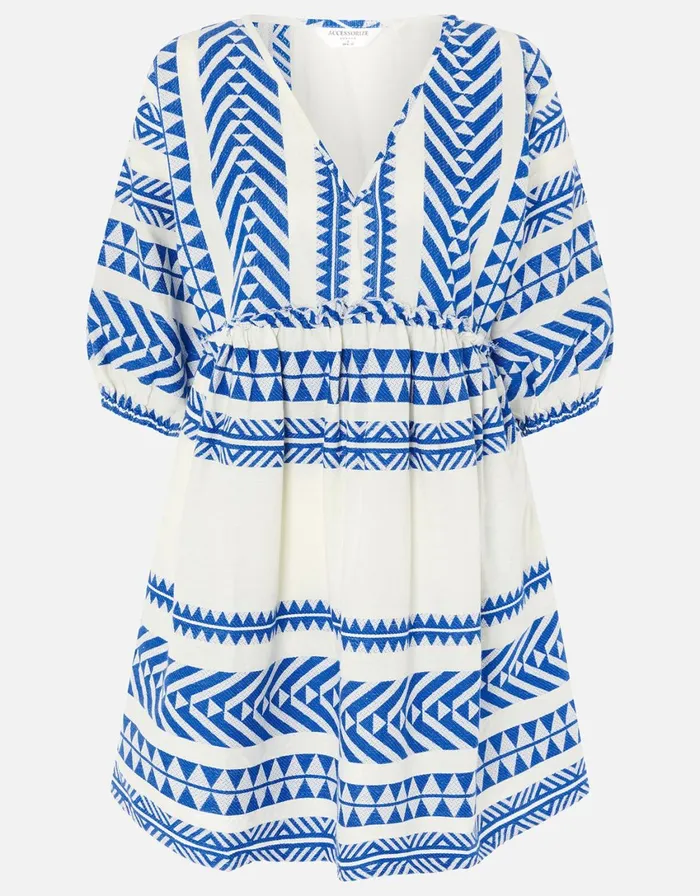 Accessorize Jacquard Dress Blue Blue Women Dresses
