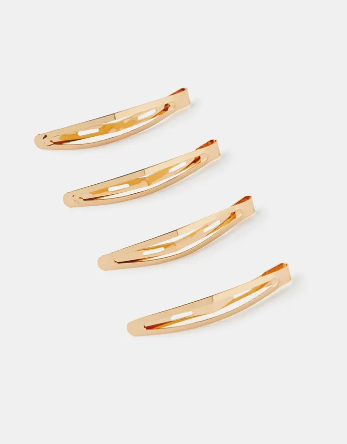 Accessorize Metal Snap Hair Clip Set Gold Gold Women Hair Accessories