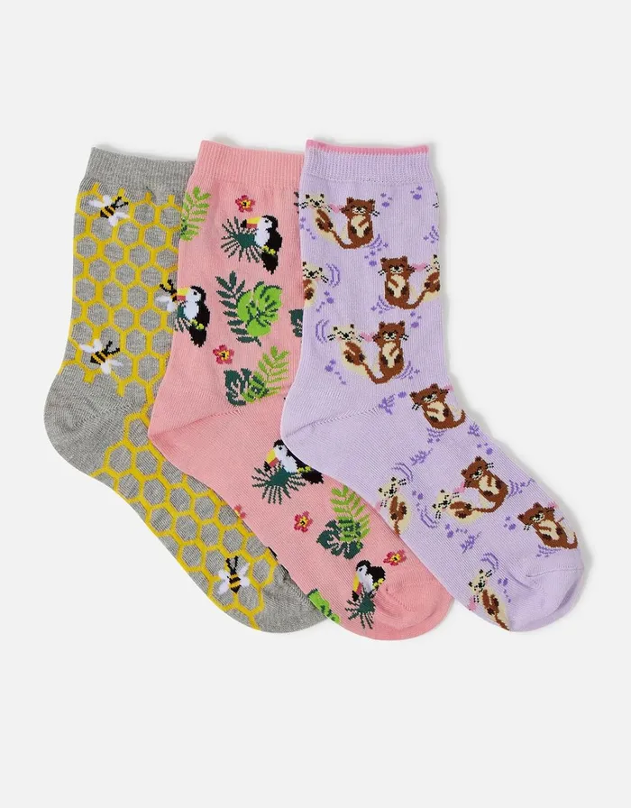 Accessorize Novelty Summer Sock Set Multi Brightsmulti Women Socks and Tights