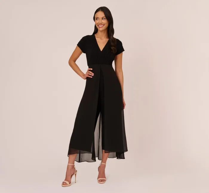 Adrianna Papell Day Dresses Cropped Jumpsuit With Pintuck Bodice In Black 8211 Women