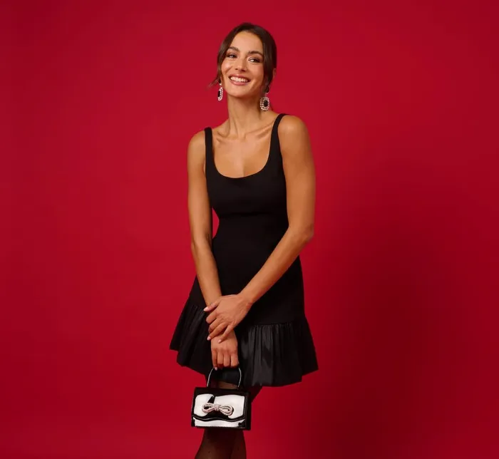 Adrianna Papell Day Dresses Ponte Taffeta Drop Waist Flounce Dress In Black 8211 Women