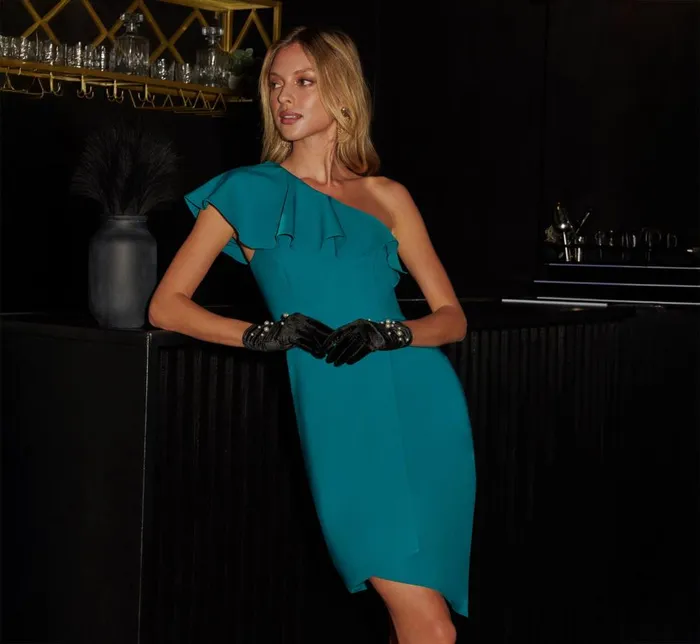 Adrianna Papell Wedding Guest Dresses One Shoulder Stretch Crepe Short Dress In Deep Emerald 8211 Women Adrianna Papell Wedding Guest Dresses One Shoulder Stretch Crepe Short Dress In Deep Emerald 8211 Women