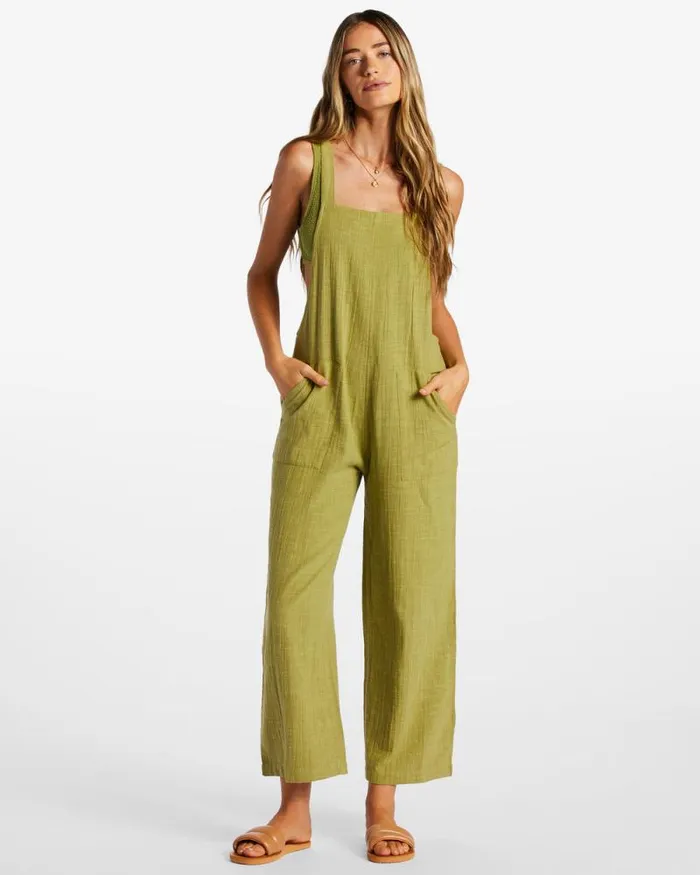 Billabong Rompers and Jumpsuits Pacific Time Strappy Jumpsuit Green Eyes 8211 Women