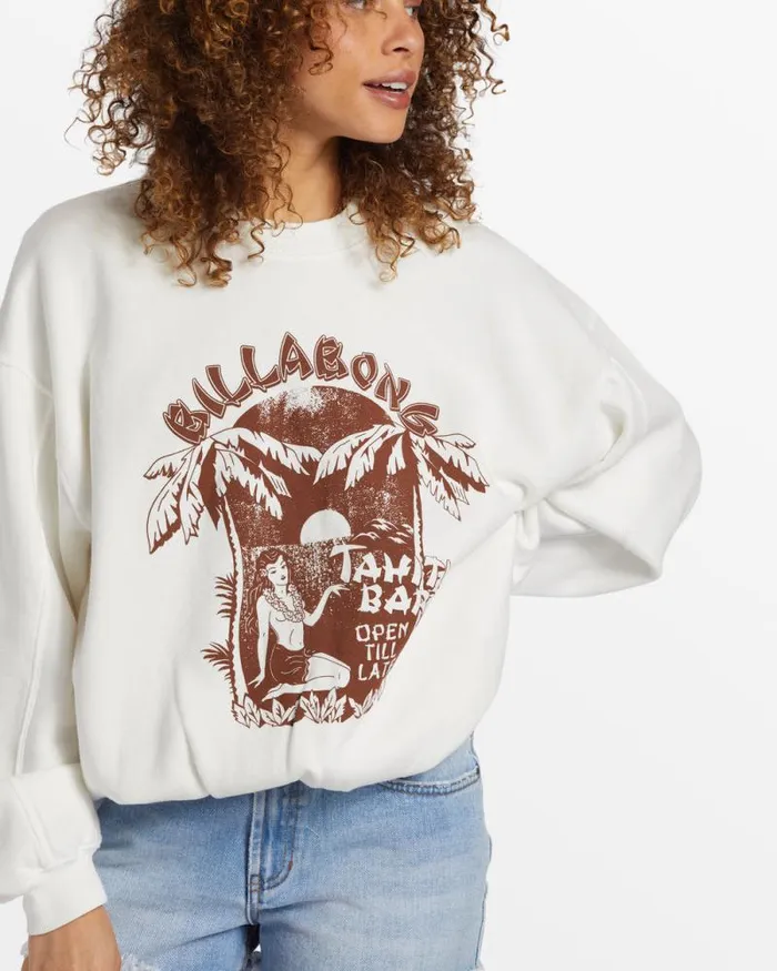 Billabong Sweatshirts and Fleece Aloha Kendal Crew Neck Sweatshirt Salt Crystal 8211 Women Billabong Sweatshirts and Fleece Aloha Kendal Crew Neck Sweatshirt Salt Crystal 8211 Women