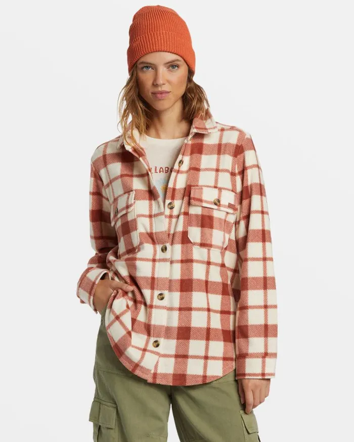Billabong Tops Forge Fleece Flannel Jacket Sweet Chocolate 8211 Women
