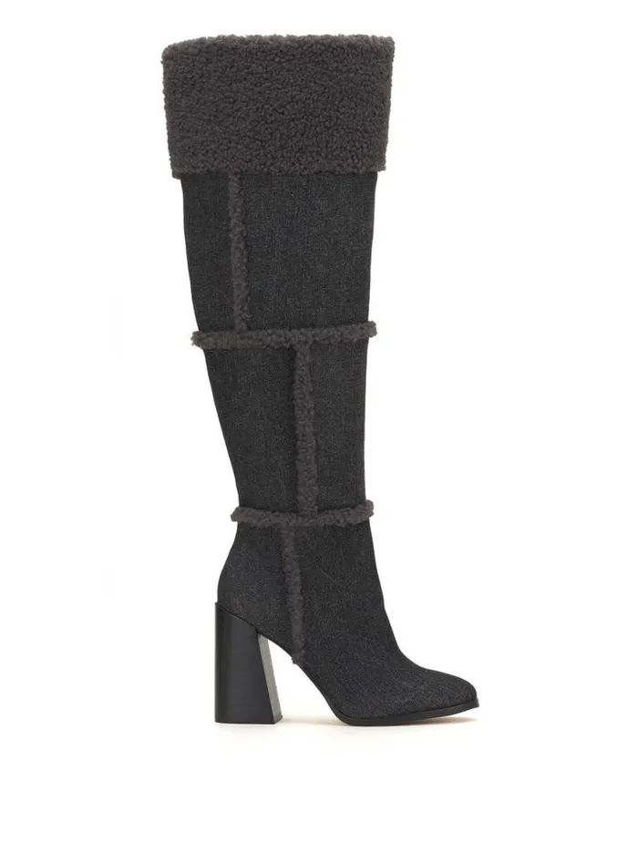 Boots and Booties Shoes Jessica Simpson Rustina Over The Knee Boot In Grey Wash Denim