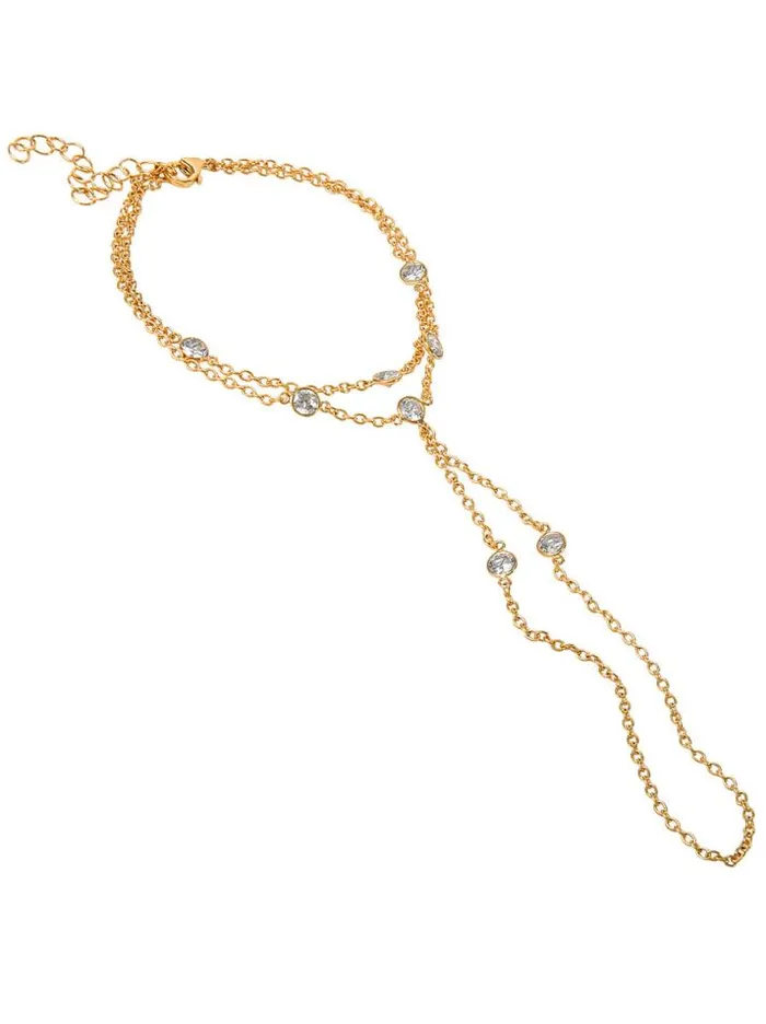 Bracelets Accessories Jessica Simpson Demi Fine Hand Chain In Jeweled Gold