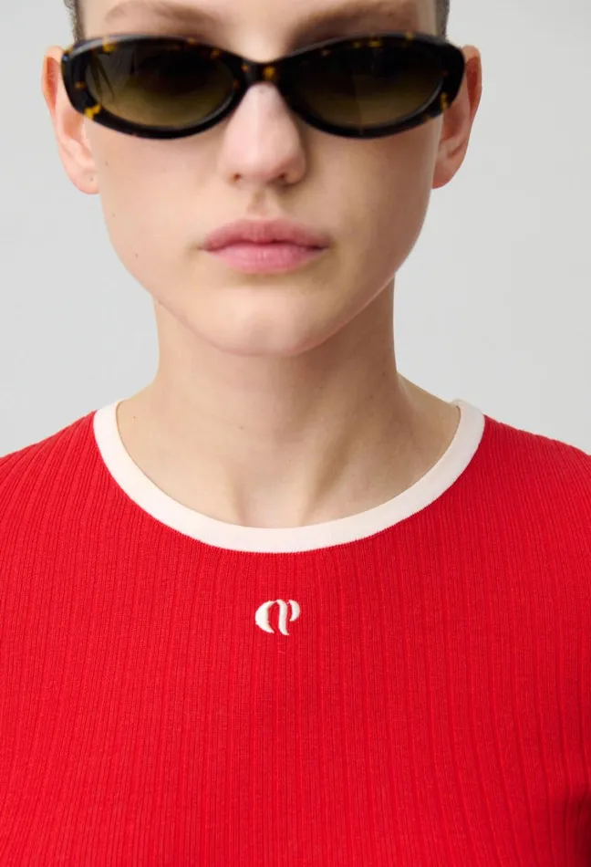 Claudie Pierlot Fine Knit Cp Top Red Women Tops And Shirts Claudie Pierlot Fine Knit Cp Top Red Women Tops And Shirts