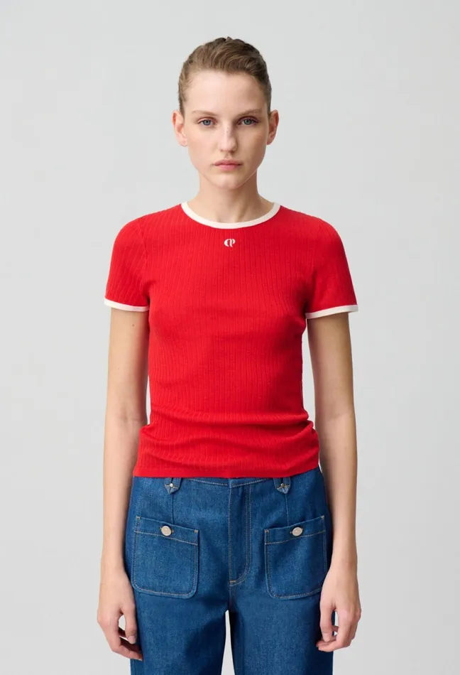 Claudie Pierlot Fine Knit Cp Top Red Women Tops And Shirts Claudie Pierlot Fine Knit Cp Top Red Women Tops And Shirts