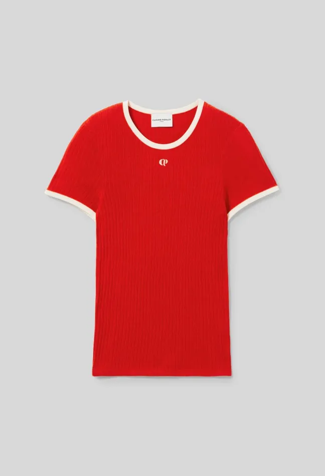 Claudie Pierlot Fine Knit Cp Top Red Women Tops And Shirts Claudie Pierlot Fine Knit Cp Top Red Women Tops And Shirts