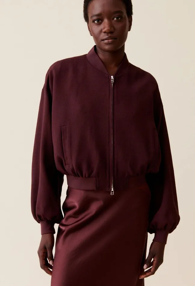 Claudie Pierlot Fluid Cappuccino Zip Bomber Cappucino Women Jackets Claudie Pierlot Fluid Cappuccino Zip Bomber Cappucino Women Jackets