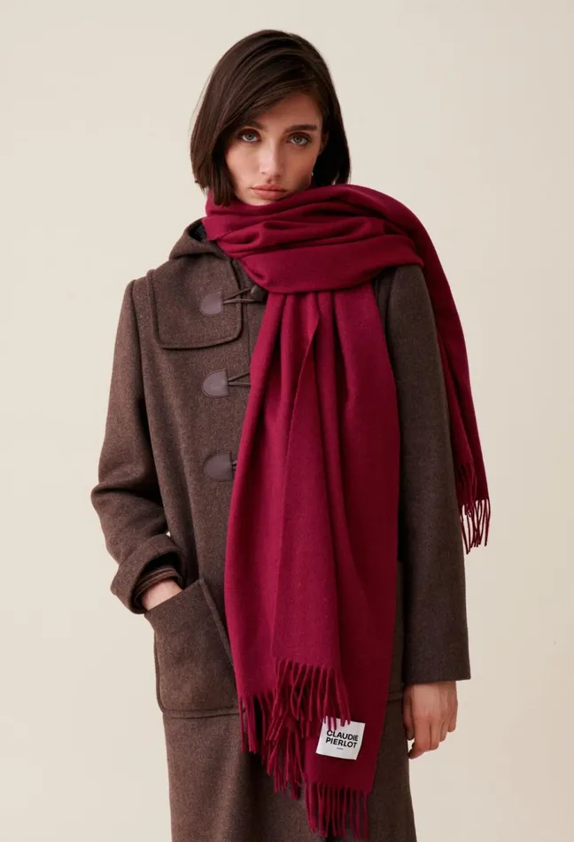 Claudie Pierlot Fringed Scarf Raspberry Women Scarves Hats And Gloves