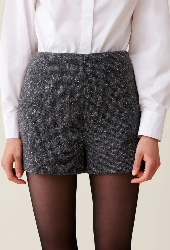 Claudie Pierlot Grey Tweed Shorts Mottled Grey Women Skirts And Shorts