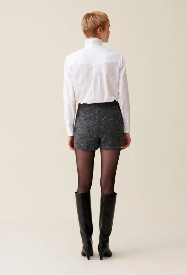 Claudie Pierlot Grey Tweed Shorts Mottled Grey Women Skirts And Shorts Claudie Pierlot Grey Tweed Shorts Mottled Grey Women Skirts And Shorts