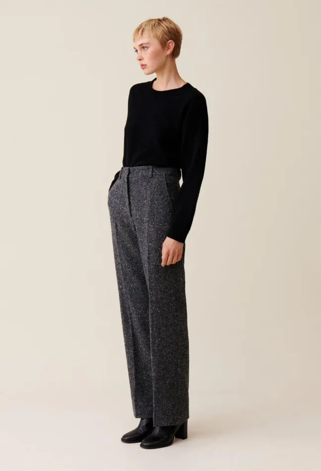Claudie Pierlot Grey Wool Suit Trousers Mottled Grey Women Jeans And Trousers Claudie Pierlot Grey Wool Suit Trousers Mottled Grey Women Jeans And Trousers