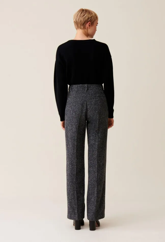 Claudie Pierlot Grey Wool Suit Trousers Mottled Grey Women Jeans And Trousers Claudie Pierlot Grey Wool Suit Trousers Mottled Grey Women Jeans And Trousers