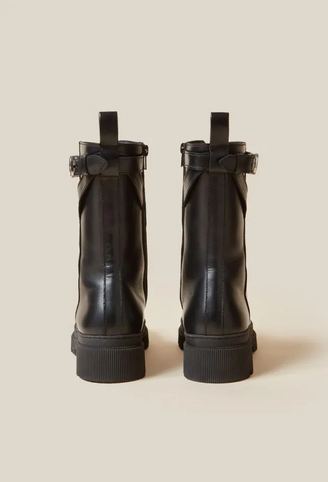 Claudie Pierlot High Leather Ranger Boots Black Women Ankle Boots Claudie Pierlot High Leather Ranger Boots Black Women Ankle Boots