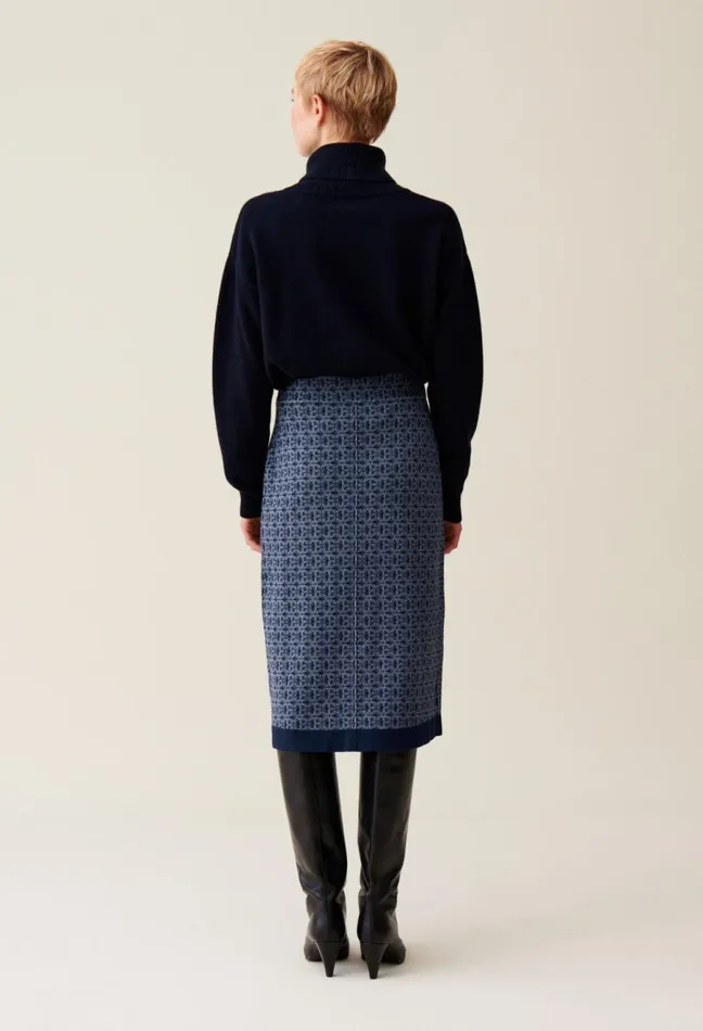 Claudie Pierlot Navy HighWaisted Monogram Skirt Women Skirts And Shorts Claudie Pierlot Navy HighWaisted Monogram Skirt Women Skirts And Shorts