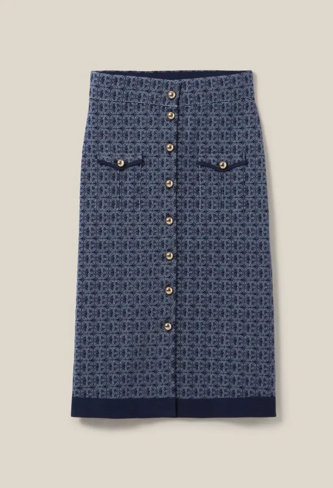 Claudie Pierlot Navy HighWaisted Monogram Skirt Women Skirts And Shorts Claudie Pierlot Navy HighWaisted Monogram Skirt Women Skirts And Shorts
