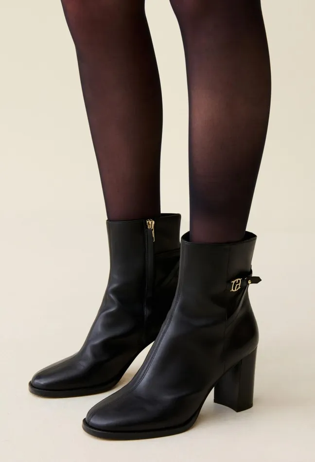 Claudie Pierlot Patent Leather Heeled Ankle Boots Black Women Ankle Boots