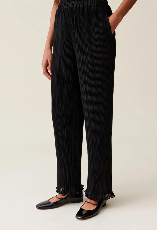 Claudie Pierlot Pleated Flowy Ruffle Trousers Black Women Jeans And Trousers