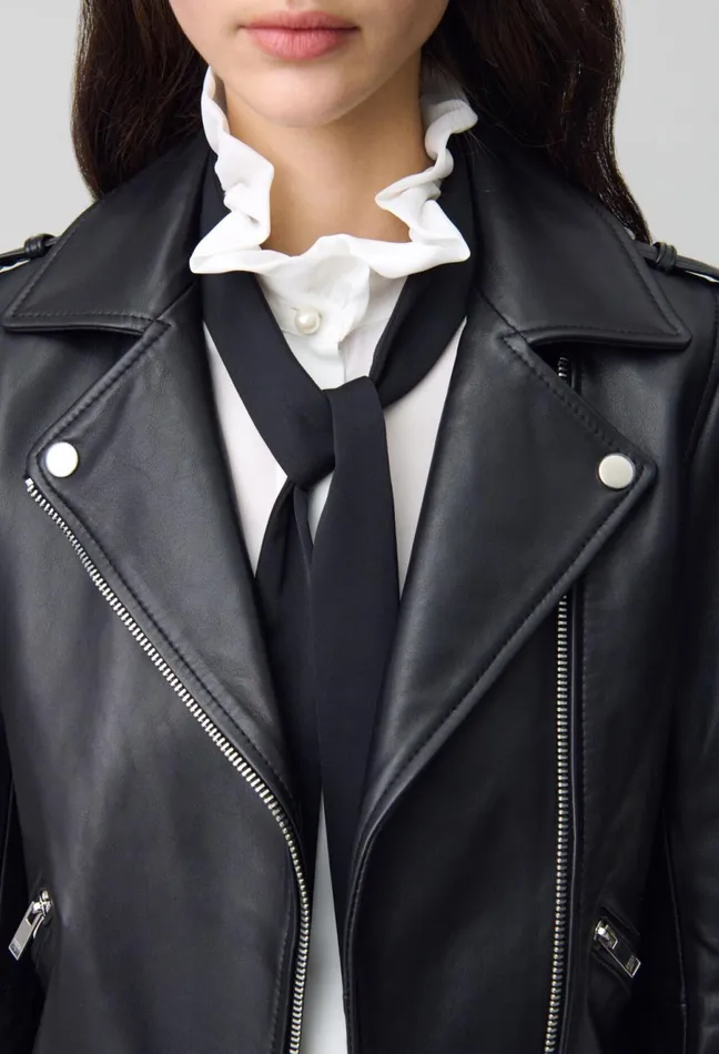 Claudie Pierlot Smooth Leather Jacket Black Women Jackets Claudie Pierlot Smooth Leather Jacket Black Women Jackets