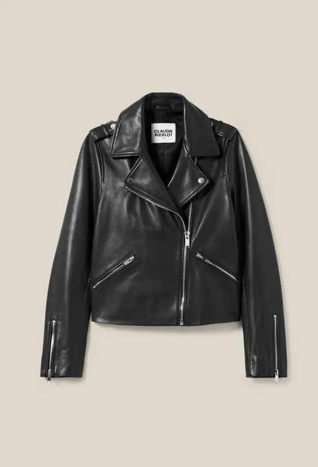 Claudie Pierlot Smooth Leather Jacket Black Women Jackets Claudie Pierlot Smooth Leather Jacket Black Women Jackets