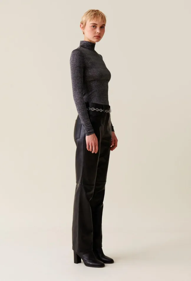 Claudie Pierlot Sparkly Turtleneck Jersey Top Black Women Knitwear And Cardigans