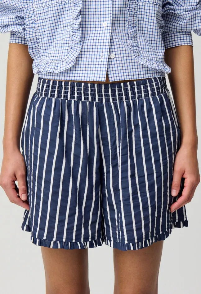 Claudie Pierlot Striped Ruffled Shorts Dualcolor Women Skirts And Shorts