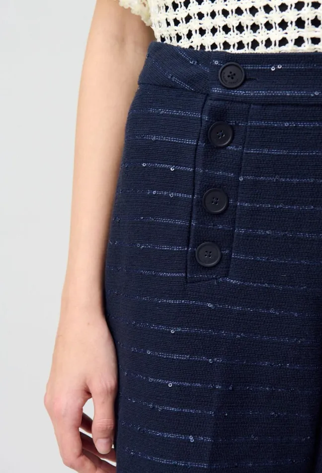 Claudie Pierlot Striped Straight Cut Trousers Navy Women Jeans And Trousers Claudie Pierlot Striped Straight Cut Trousers Navy Women Jeans And Trousers