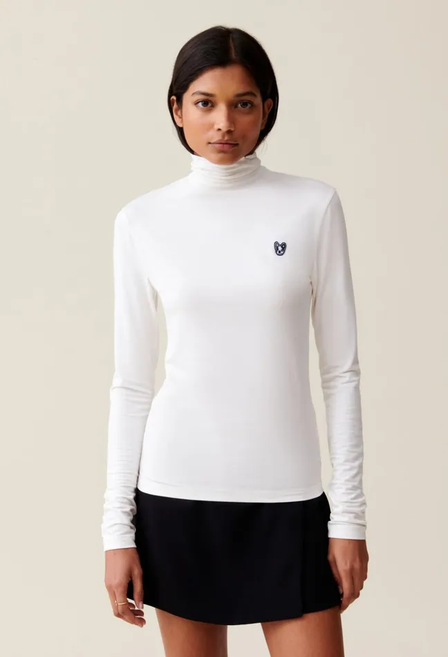 Claudie Pierlot Toto High Neck Top Ecru Women Knitwear And Cardigans Claudie Pierlot Toto High Neck Top Ecru Women Knitwear And Cardigans