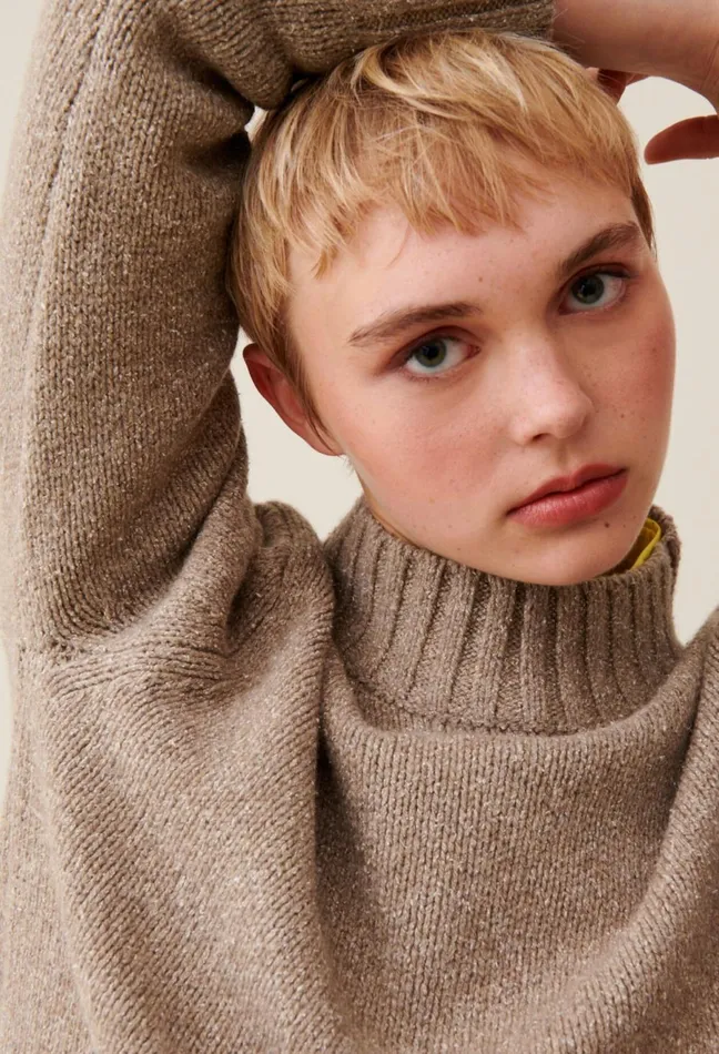 Claudie Pierlot Turtleneck Sweater Beige Women Knitwear And Cardigans