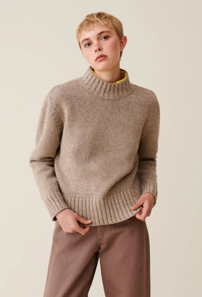 Claudie Pierlot Turtleneck Sweater Beige Women Knitwear And Cardigans Claudie Pierlot Turtleneck Sweater Beige Women Knitwear And Cardigans