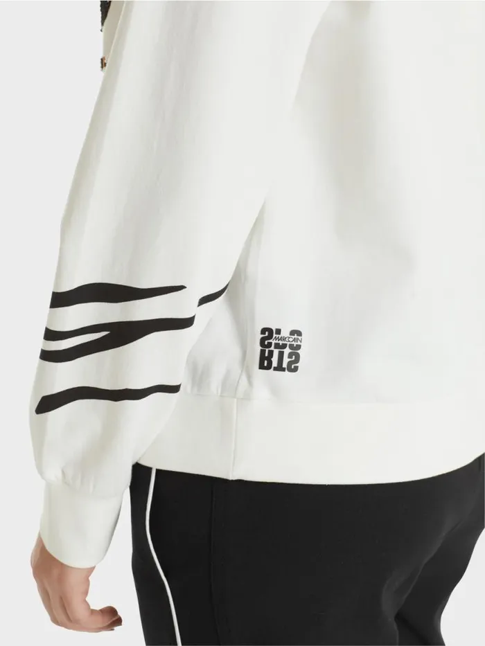 Damen Marc Cain Pullover and Sweatshirts Sweatshirt Mit Paillettenverzierung Deep Sea