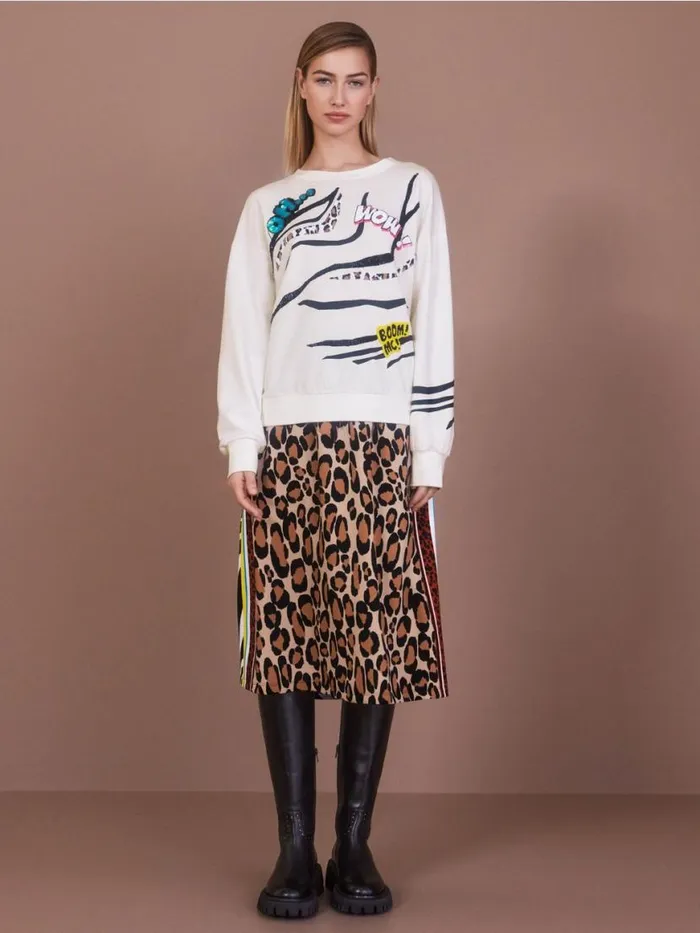 Damen Marc Cain Pullover and Sweatshirts Sweatshirt Mit Paillettenverzierung Deep Sea