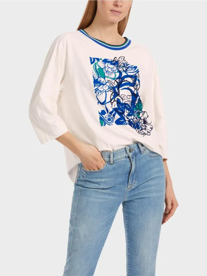 Damen Marc Cain Shirts and Tops Bedrucktes TShirt Rethink Together Almond Blossom