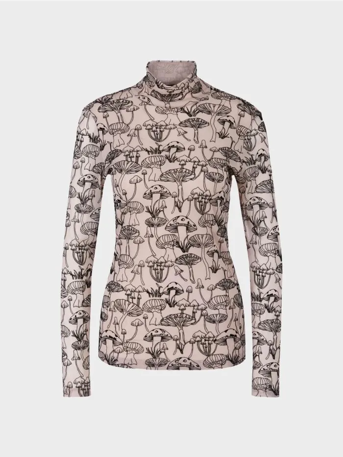 Damen Marc Cain Shirts and Tops Hochgeschlossenes Longsleeve 8211 Bedruckt Soft Blossom