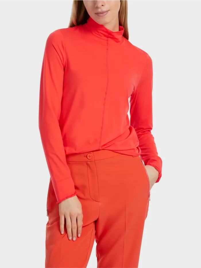 Damen Marc Cain Shirts and Tops LangarmShirt Mit Stehkragen Campari