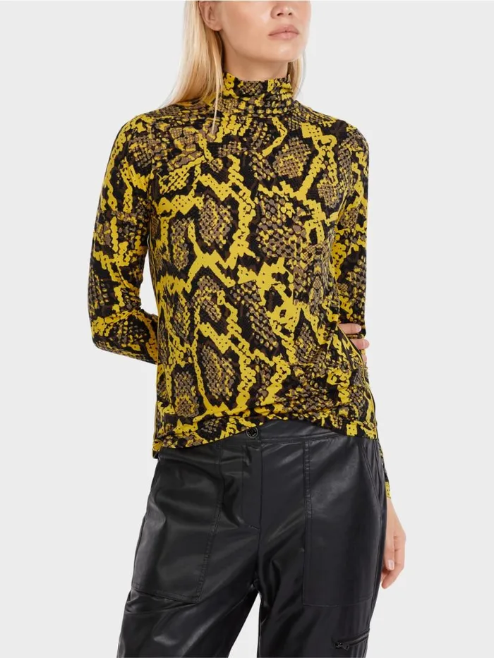 Damen Marc Cain Shirts and Tops Longsleeve Im KrokoStil Corn