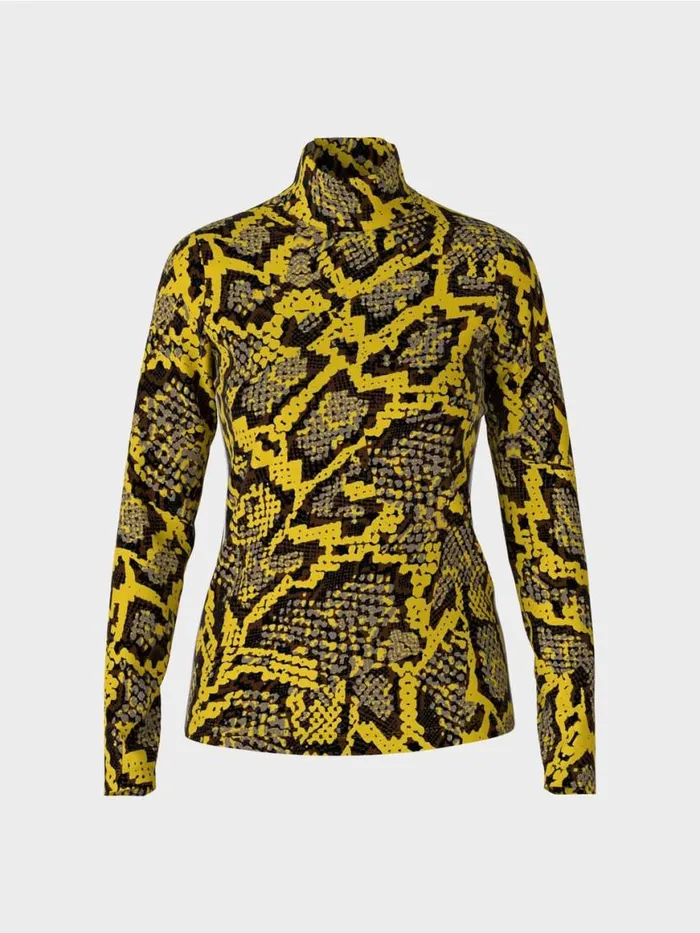 Damen Marc Cain Shirts and Tops Longsleeve Im KrokoStil Corn