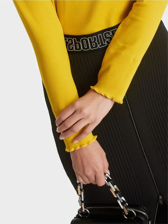 Damen Marc Cain Shirts and Tops Longsleeve Mit Stehkragen Corn