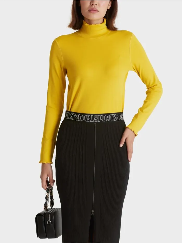 Damen Marc Cain Shirts and Tops Longsleeve Mit Stehkragen Corn