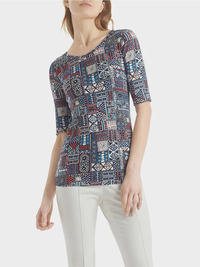 Damen Marc Cain Shirts and Tops Shirt Mit Ethno Print Riviera