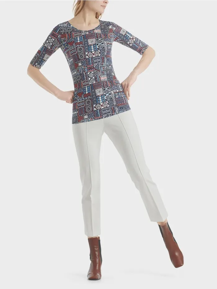 Damen Marc Cain Shirts and Tops Shirt Mit Ethno Print Riviera