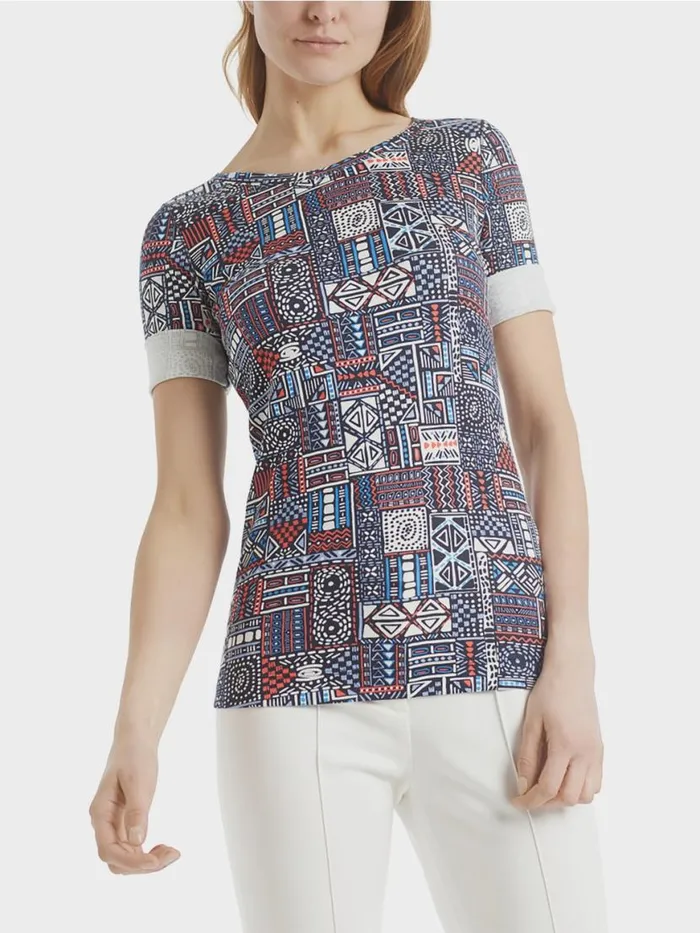 Damen Marc Cain Shirts and Tops Shirt Mit Ethno Print Riviera