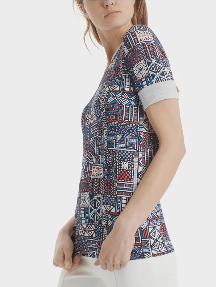 Damen Marc Cain Shirts and Tops Shirt Mit Ethno Print Riviera
