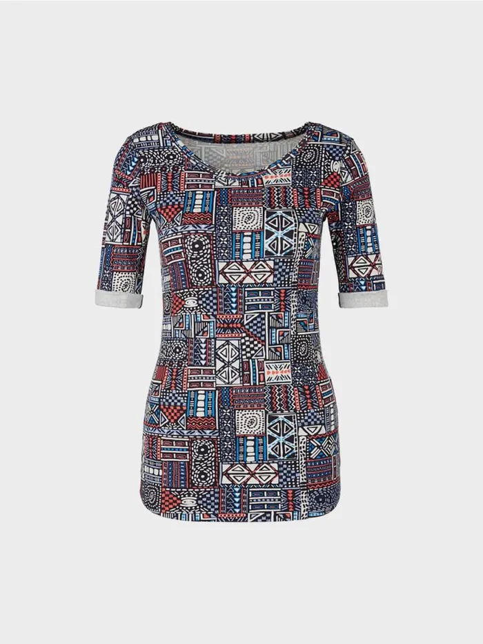 Damen Marc Cain Shirts and Tops Shirt Mit Ethno Print Riviera
