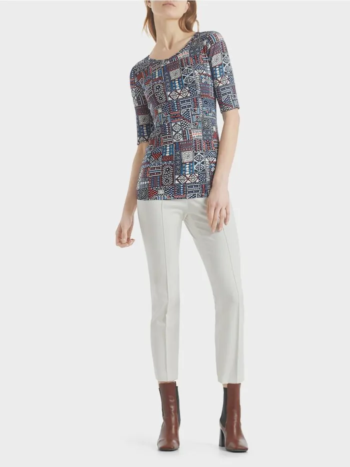 Damen Marc Cain Shirts and Tops Shirt Mit Ethno Print Riviera