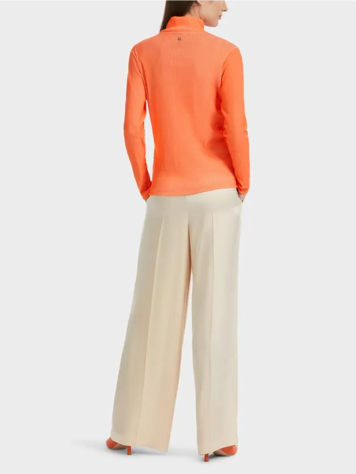 Damen Marc Cain Shirts and Tops TShirt Im RippenDesign Bright Coral